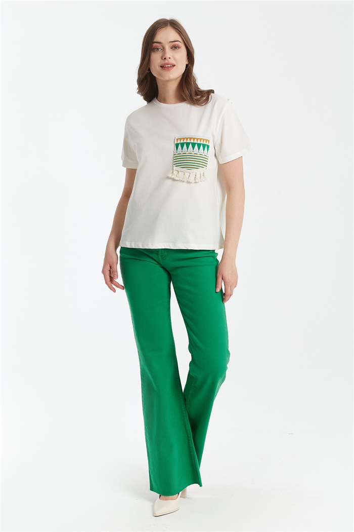 Avrile Cep Detaylı T-shirt  EKRU  A21-10525