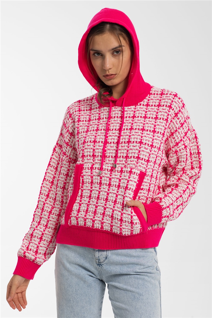 Avrile Chanel Triko Sweatshirt  FUŞYA-EKRU  A91891-S
