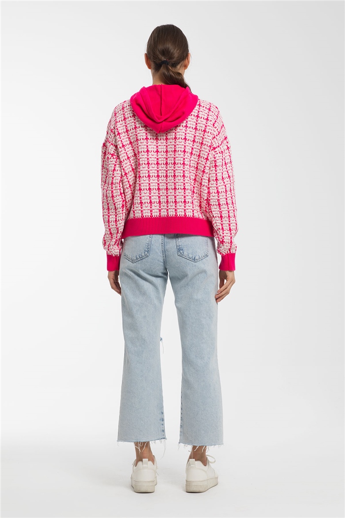 Avrile Chanel Triko Sweatshirt  FUŞYA-EKRU  A91891-S