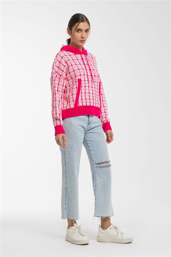 Avrile Chanel Triko Sweatshirt  FUŞYA-EKRU  A91891-S