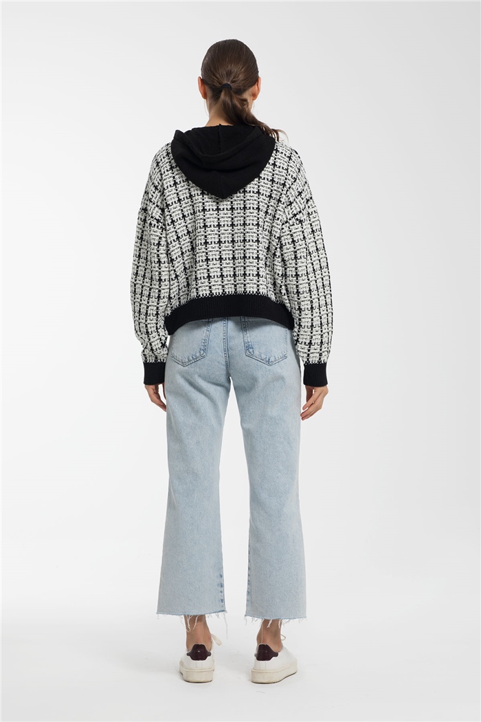 Avrile Chanel Triko Sweatshirt  SİYAH-EKRU  A91891-S