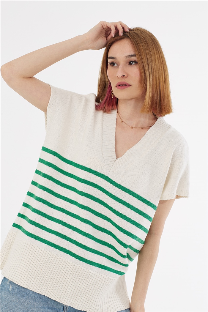 Avrile Çizgili Süveter  HAM EKRU-BENETTON  A92025-S
