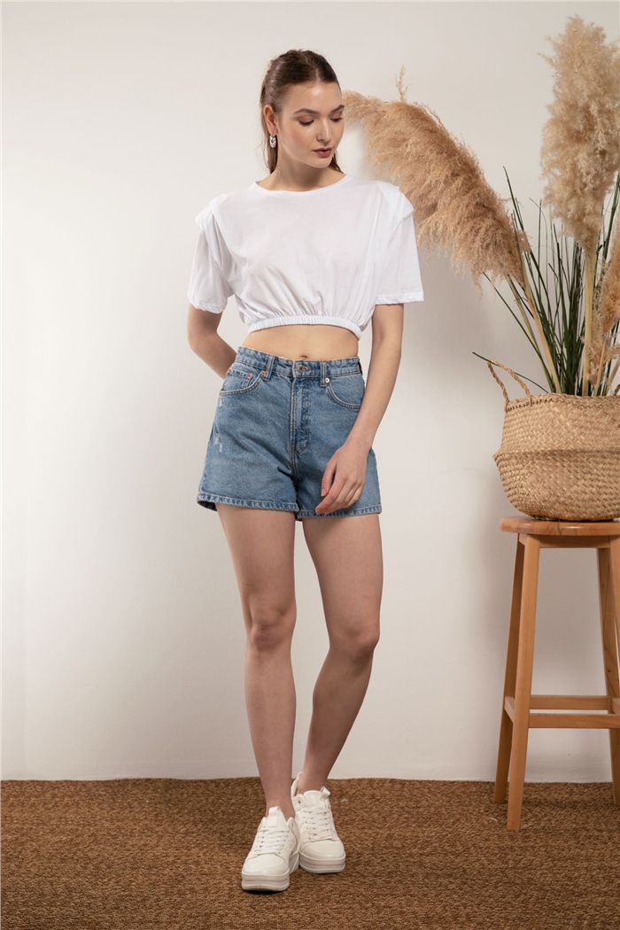 Avrile Crop T-Shirt  BEYAZ  A21-10396