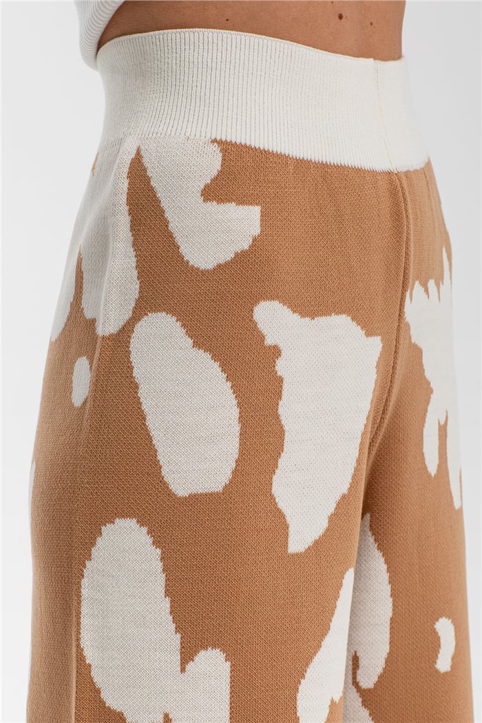 Avrile Dana Desenli Triko Pantolon  CAMEL-EKRU  A91862-S