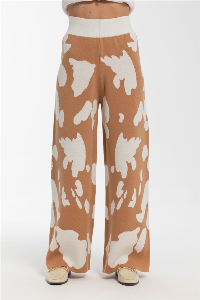 Avrile Dana Desenli Triko Pantolon  CAMEL-EKRU  A91862-S