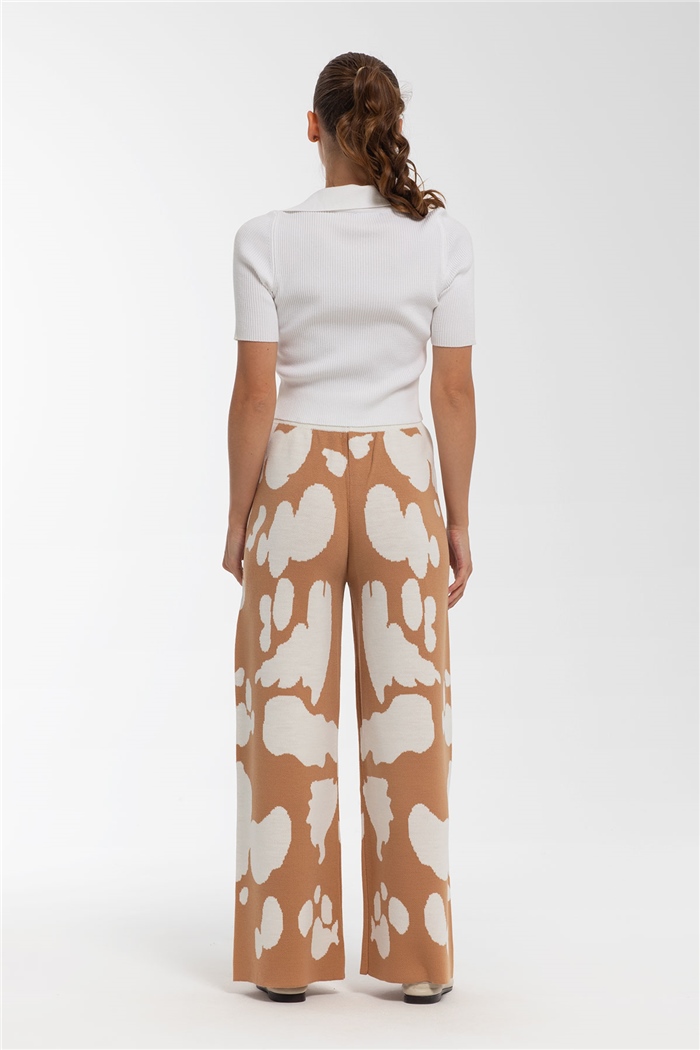Avrile Dana Desenli Triko Pantolon  CAMEL-EKRU  A91862-S