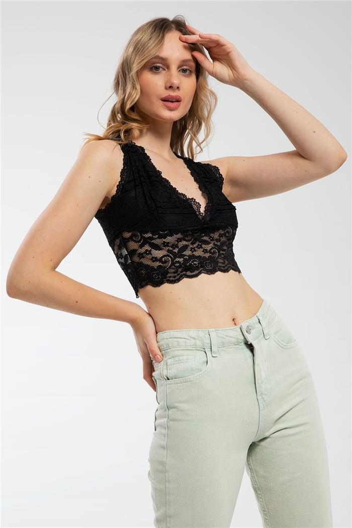 Avrile Dantelli Bluz  SİYAH  A21-10447