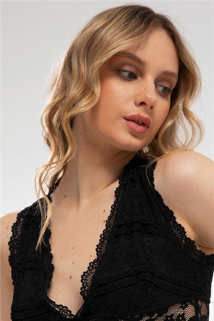 Avrile Dantelli Bluz  SİYAH  A21-10447