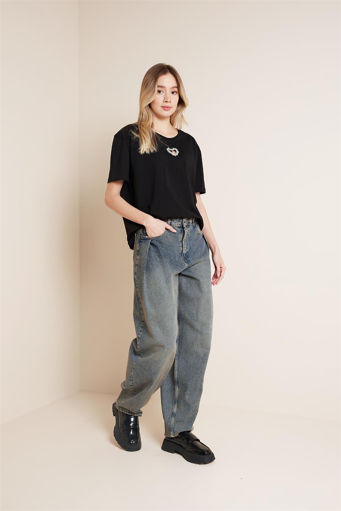 Avrile  DİKİŞ DETAYLI DENIM PANTOLON MAVİ AP25-789