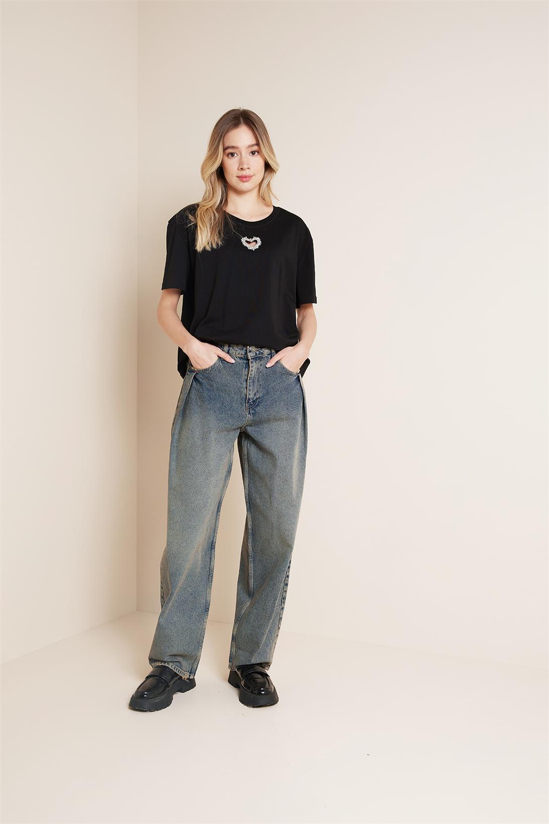 Avrile  DİKİŞ DETAYLI DENIM PANTOLON MAVİ AP25-789