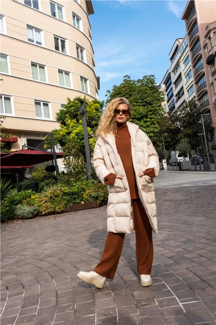 Avrile Dolumlu Şişme Mont  BEJ  A20-10325