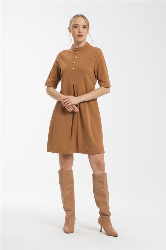 Avrile Düğmeli Elbise  CAMEL  A21-10518