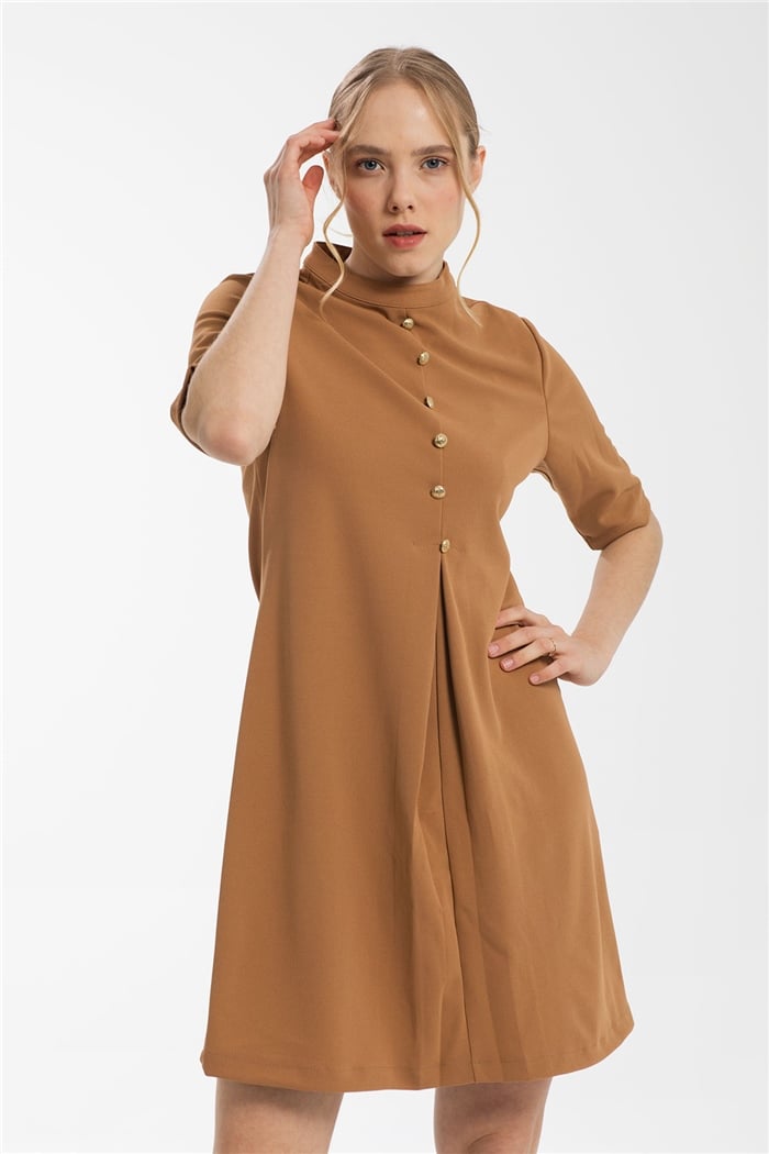Avrile Düğmeli Elbise  CAMEL  A21-10518