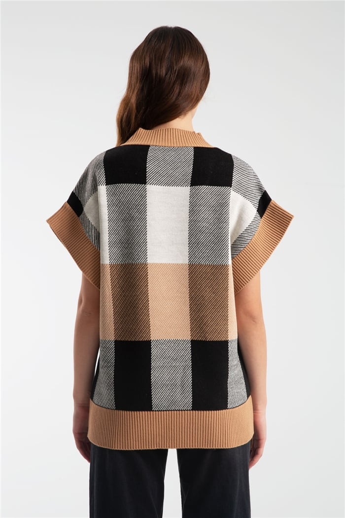 Avrile Ekose Desenli Triko Süveter  CAMEL  A91453-S