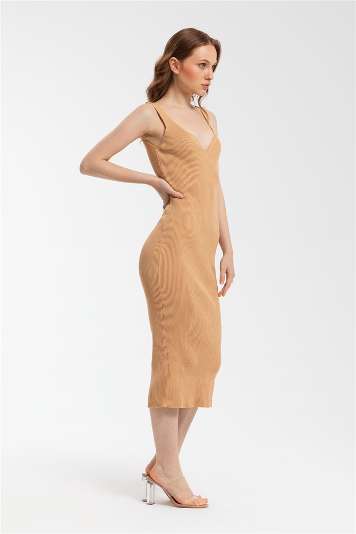 Avrile Fitilli Triko Elbise  CAMEL  A91798-S