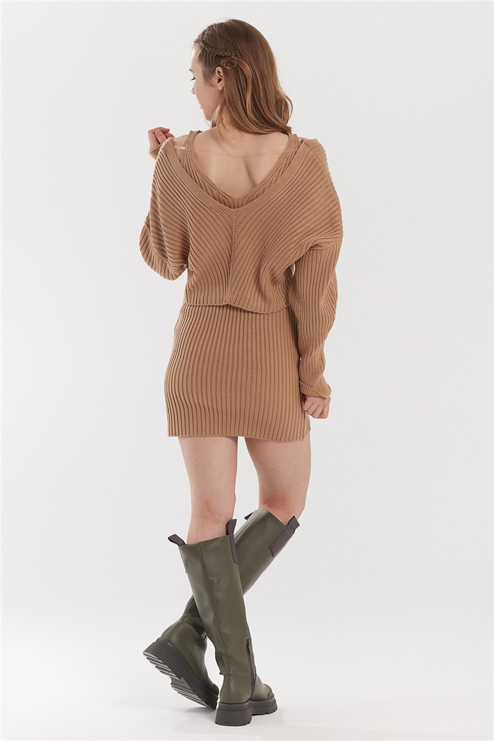 Avrile Fitilli Triko Elbise Ve Kazak  CAMEL  A91931-S