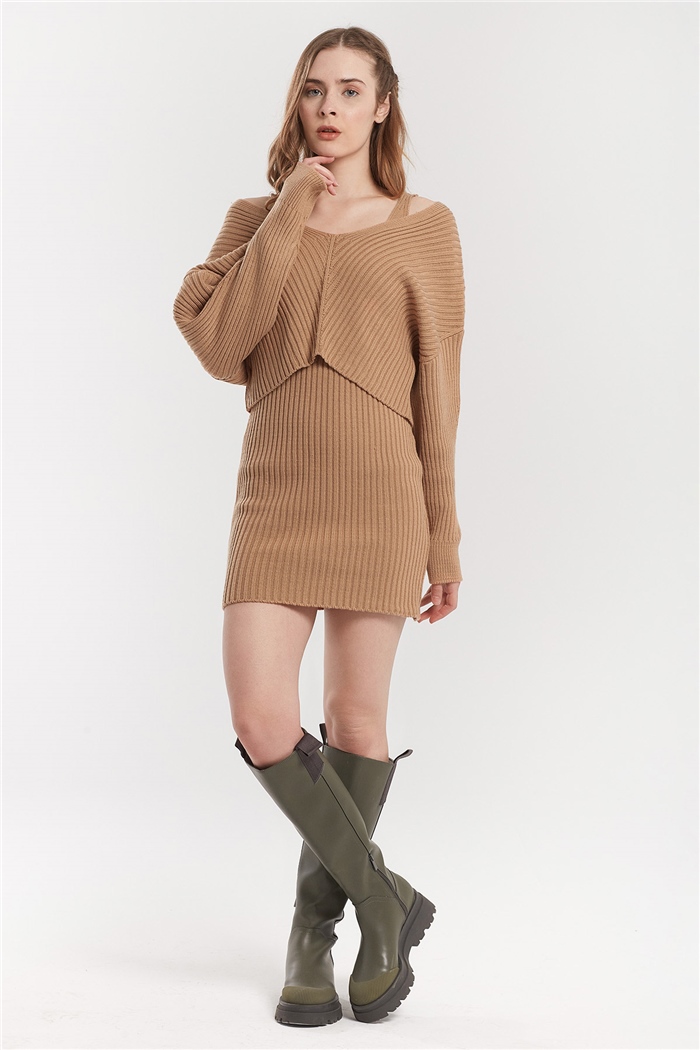 Avrile Fitilli Triko Elbise Ve Kazak  CAMEL  A91931-S