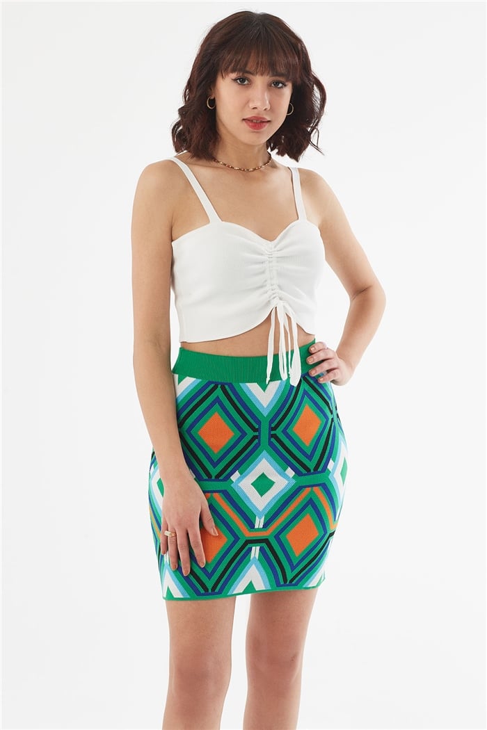 Avrile Geometrik Desenli Triko Etek  BENETTON  A92075-S