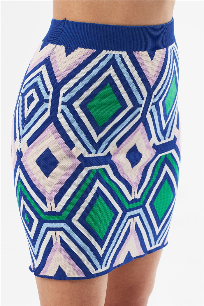 Avrile Geometrik Desenli Triko Etek  SAKS  A92075-S