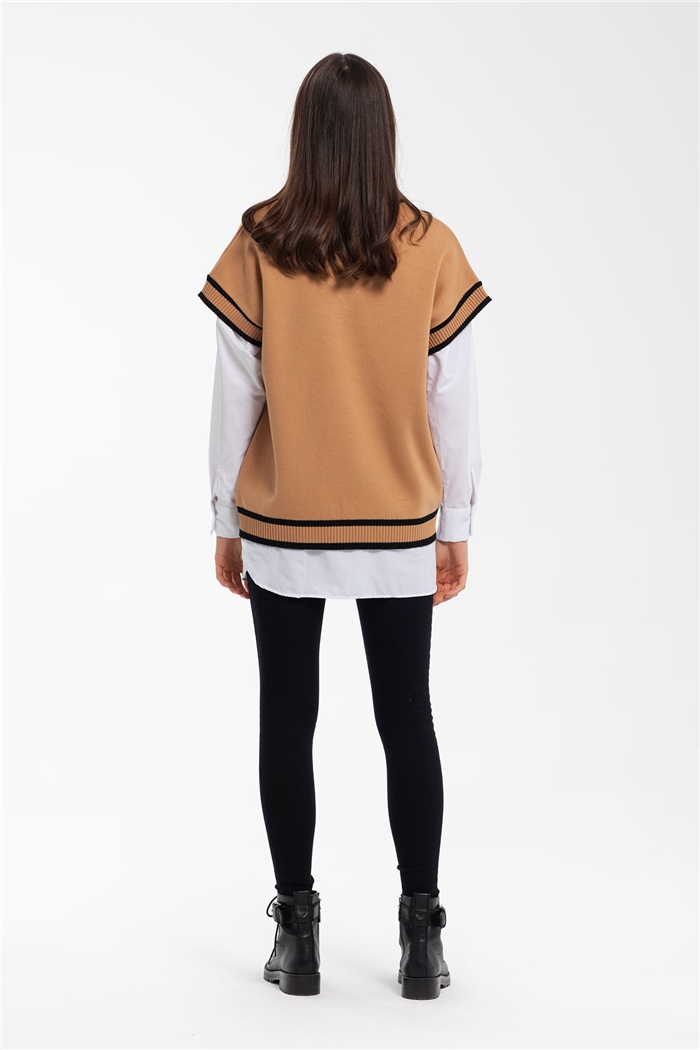 Avrile İçi Gömlekli Triko Süveter  CAMEL  A91583-S