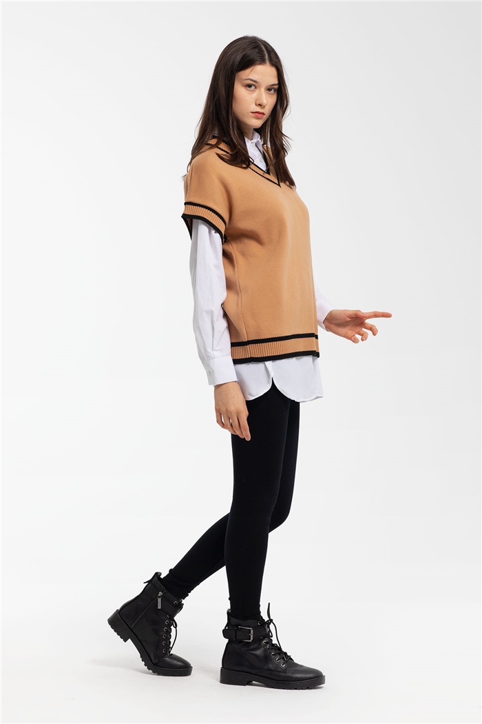 Avrile İçi Gömlekli Triko Süveter  CAMEL  A91583-S