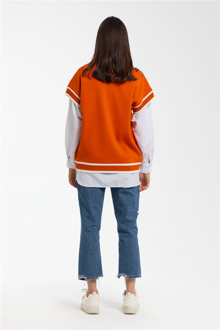 Avrile İçi Gömlekli Triko Süveter  ORANJ  A91583-S