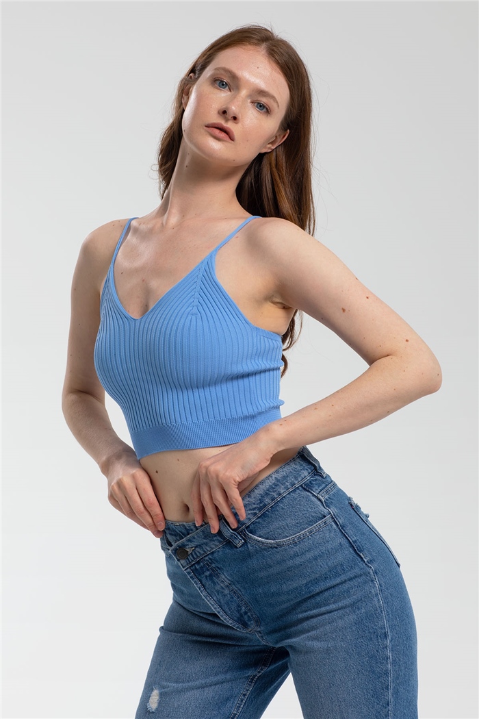 Avrile İnce Askılı Triko Atlet  BEBE MAVİ  A91788-S