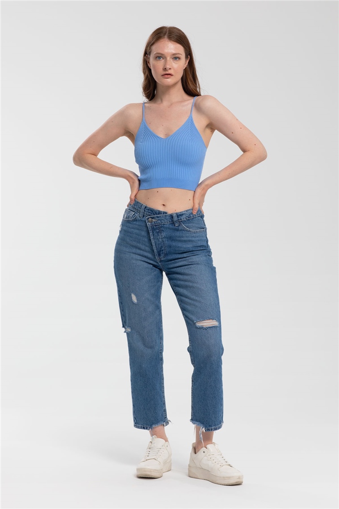 Avrile İnce Askılı Triko Atlet  BEBE MAVİ  A91788-S