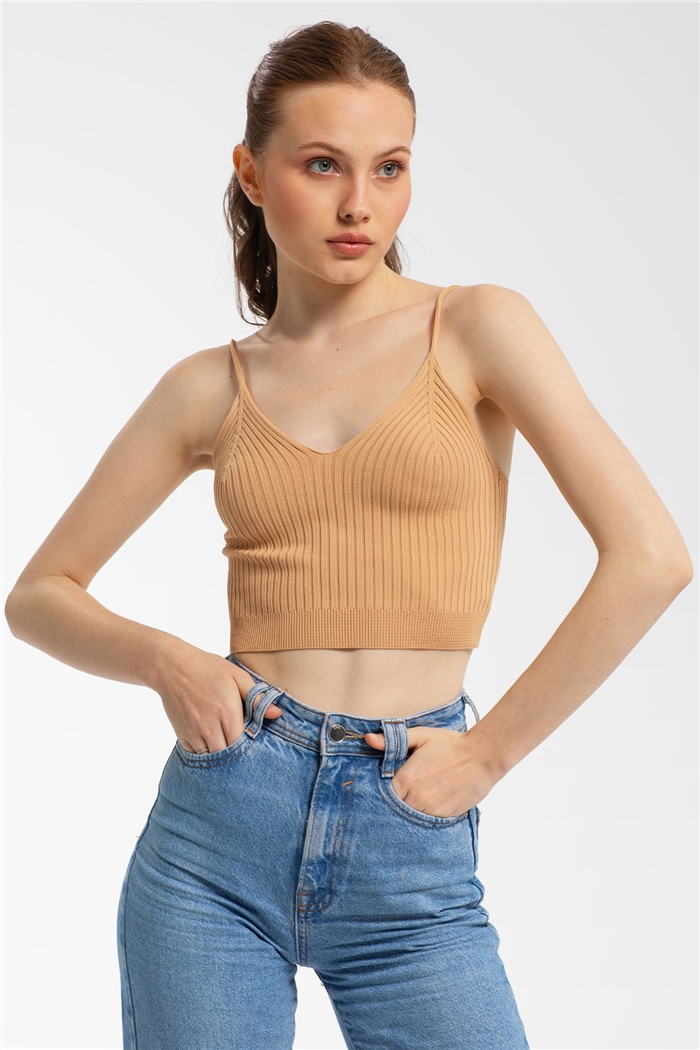 Avrile İnce Askılı Triko Atlet  CAMEL  A91788-S