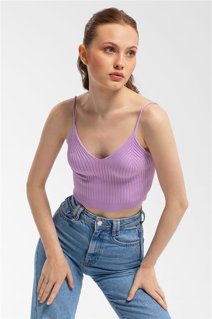 Avrile İnce Askılı Triko Atlet  LİLA  A91788-S