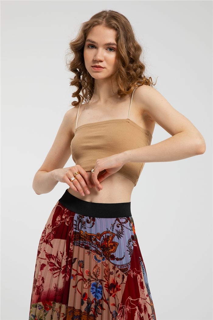 Avrile İnce Askılı Triko Crop  BEJ  A21-10418