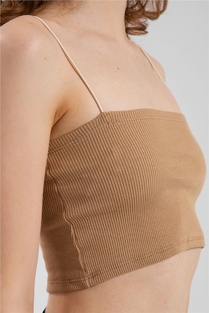 Avrile İnce Askılı Triko Crop  BEJ  A21-10418