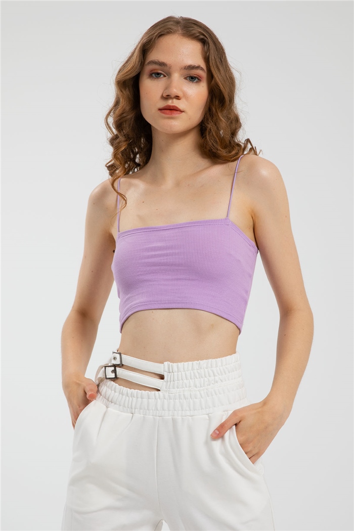 Avrile İnce Askılı Triko Crop  LİLA  A21-10418