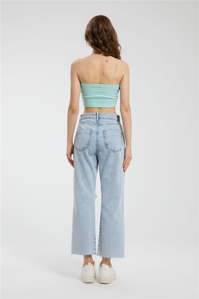 Avrile İnce Askılı Triko Crop  MİNT YEŞİLİ  A21-10418