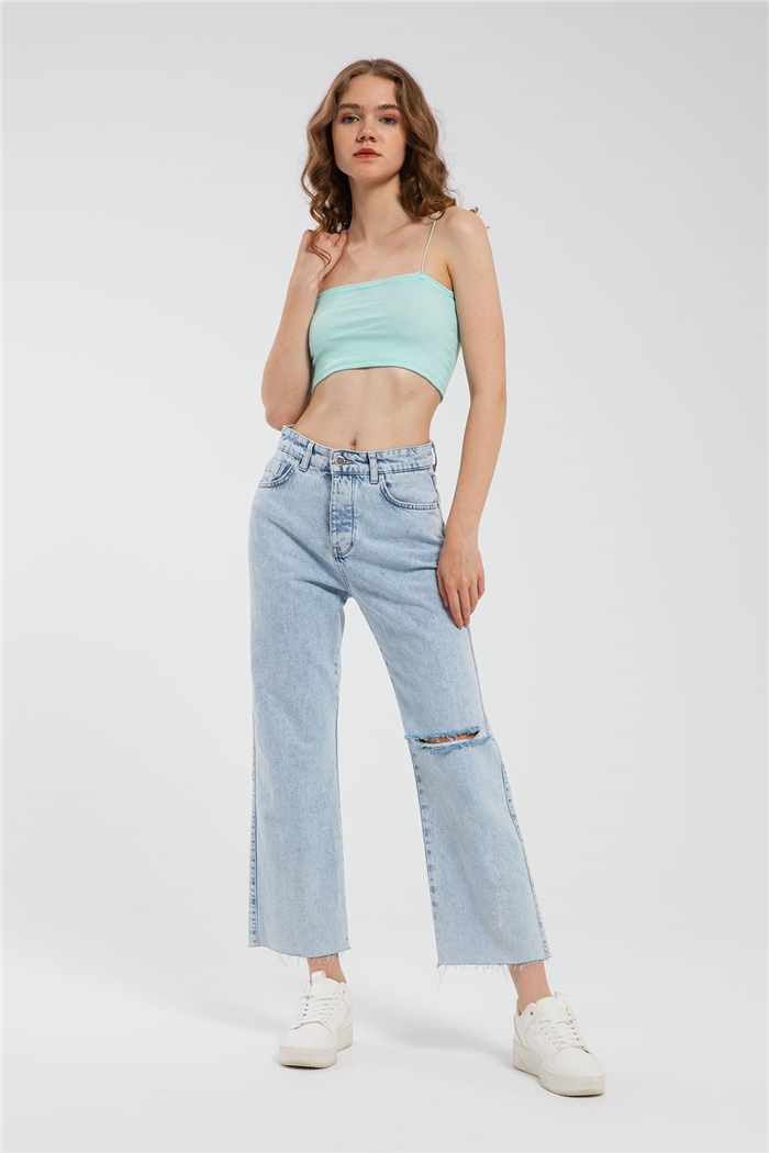 Avrile İnce Askılı Triko Crop  MİNT YEŞİLİ  A21-10418