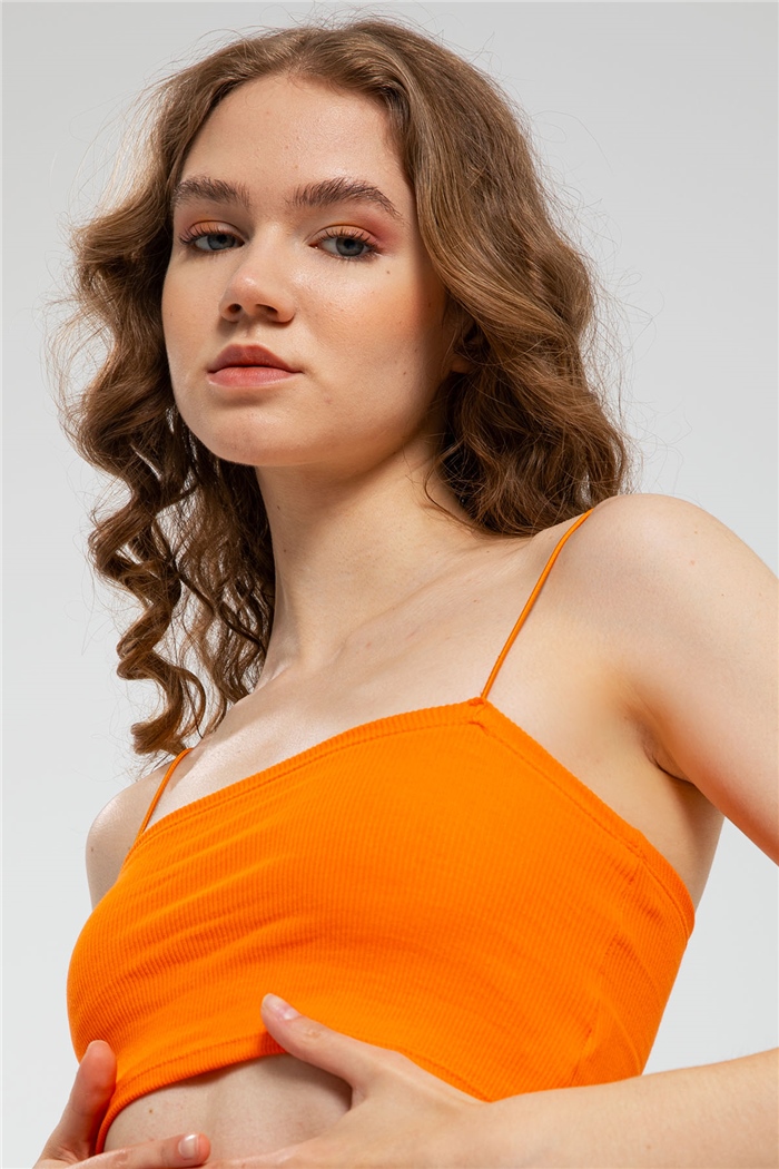 Avrile İnce Askılı Triko Crop  ORANJ  A21-10418