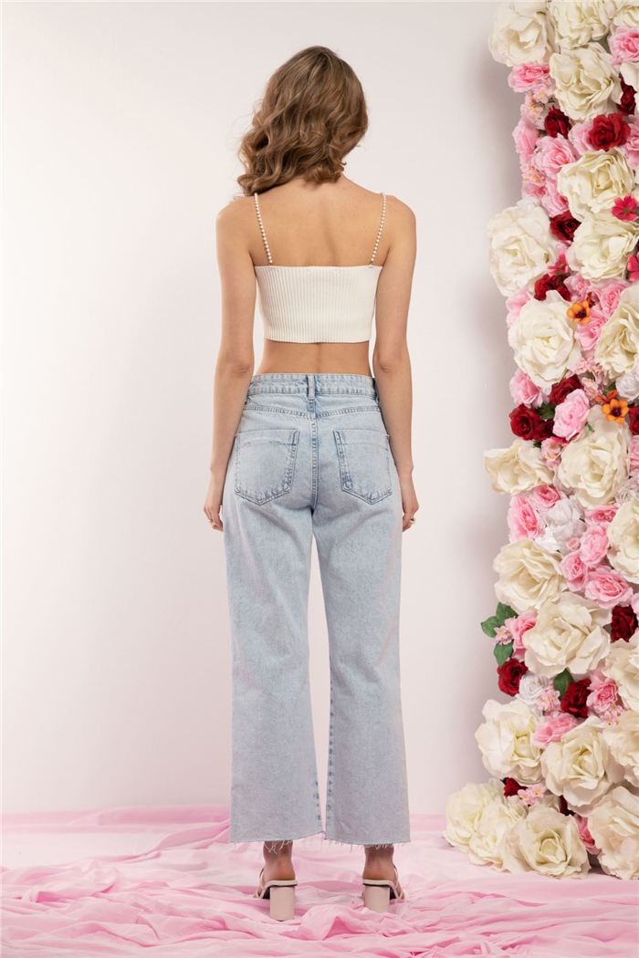 Avrile İnci Askılı Triko Bluz  BEYAZ  A91751-S