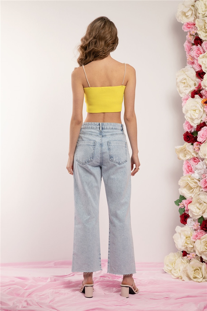 Avrile İnci Askılı Triko Bluz  SARI  A91751-S