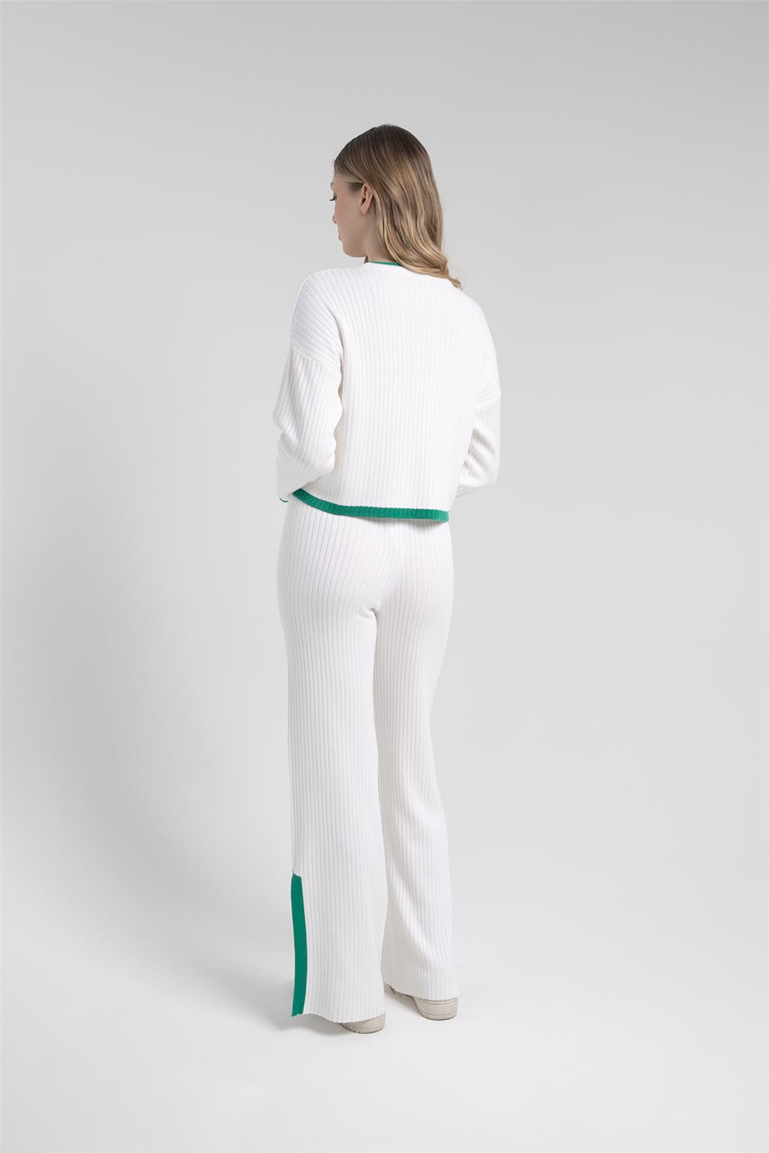 Avrile Kadın ÇİZGİ DETAYLI TRİKO TAKIM BEYAZ-BENETTON A92248-S