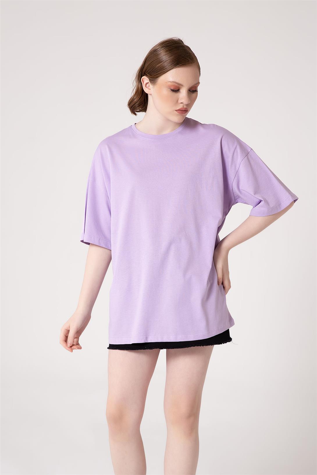 Avrile Kadın Oversize T-Shirt LİLA A23-10111