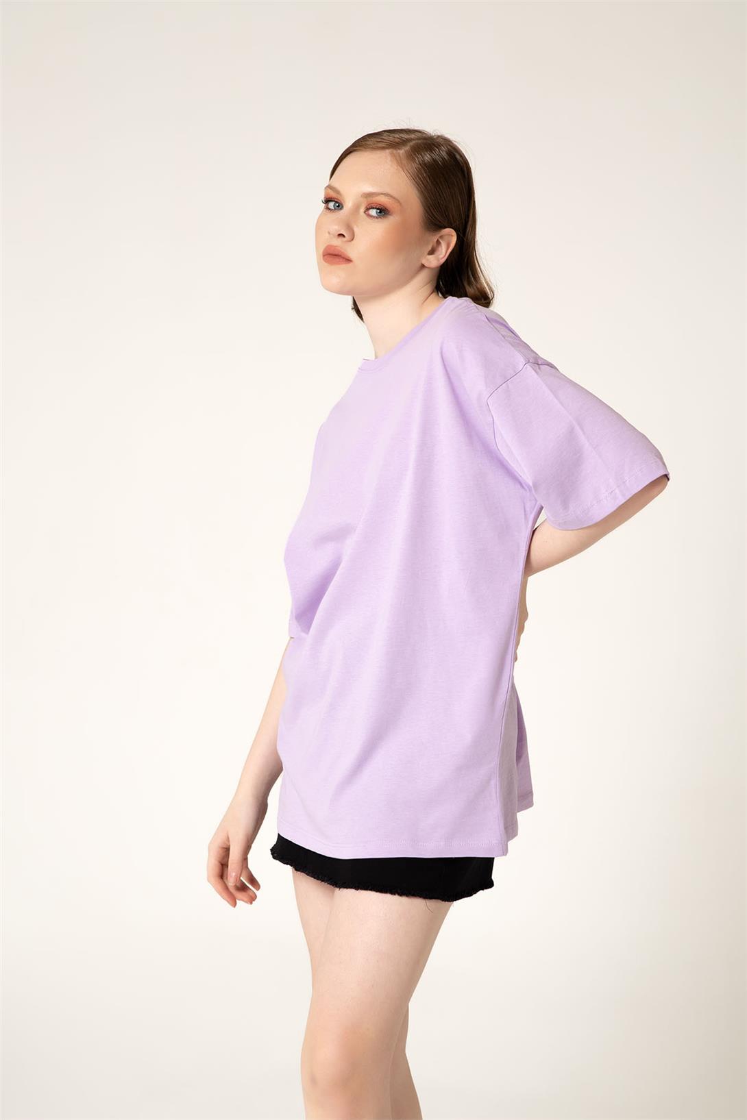 Avrile Kadın Oversize T-Shirt LİLA A23-10111