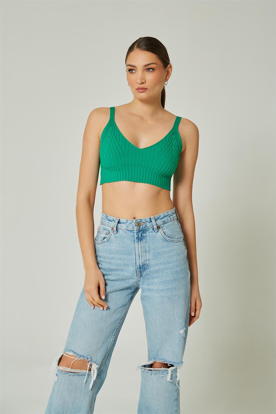 Avrile Kadın V Yaka Triko Atlet BENETTON A92269-S
