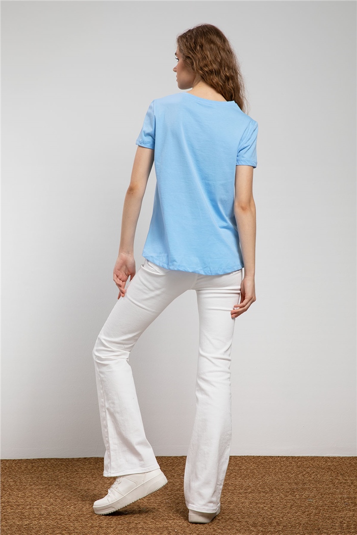 Avrile Kalp Baskılı T-Shirt  BEBE MAVİ  A21-10432