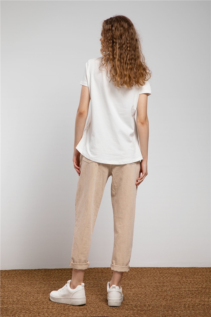 Avrile Kalp Baskılı T-Shirt  EKRU  A21-10432