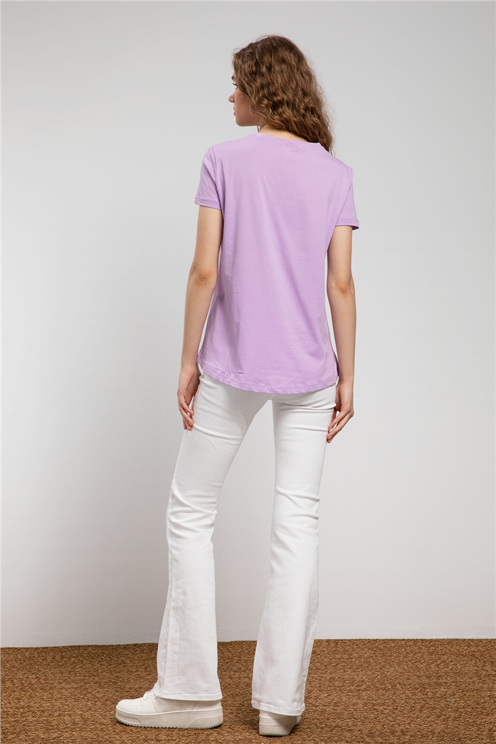 Avrile Kalp Baskılı T-Shirt  LİLA  A21-10432