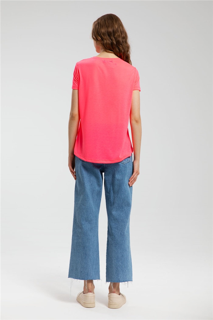 Avrile Kalp Baskılı T-Shirt  NEON FUŞYA  A21-10432