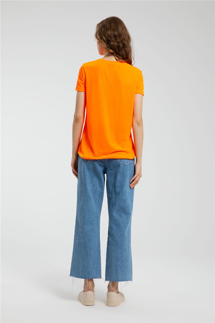Avrile Kalp Baskılı T-Shirt  NEON ORANJ  A21-10432