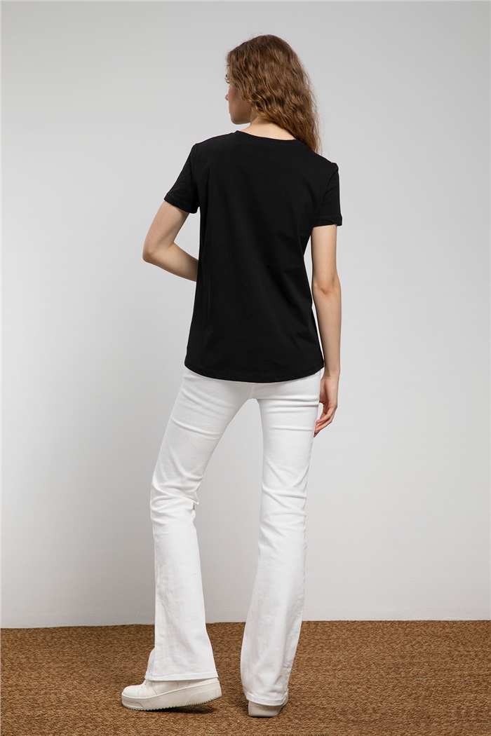 Avrile Kalp Baskılı T-Shirt  SİYAH  A21-10432
