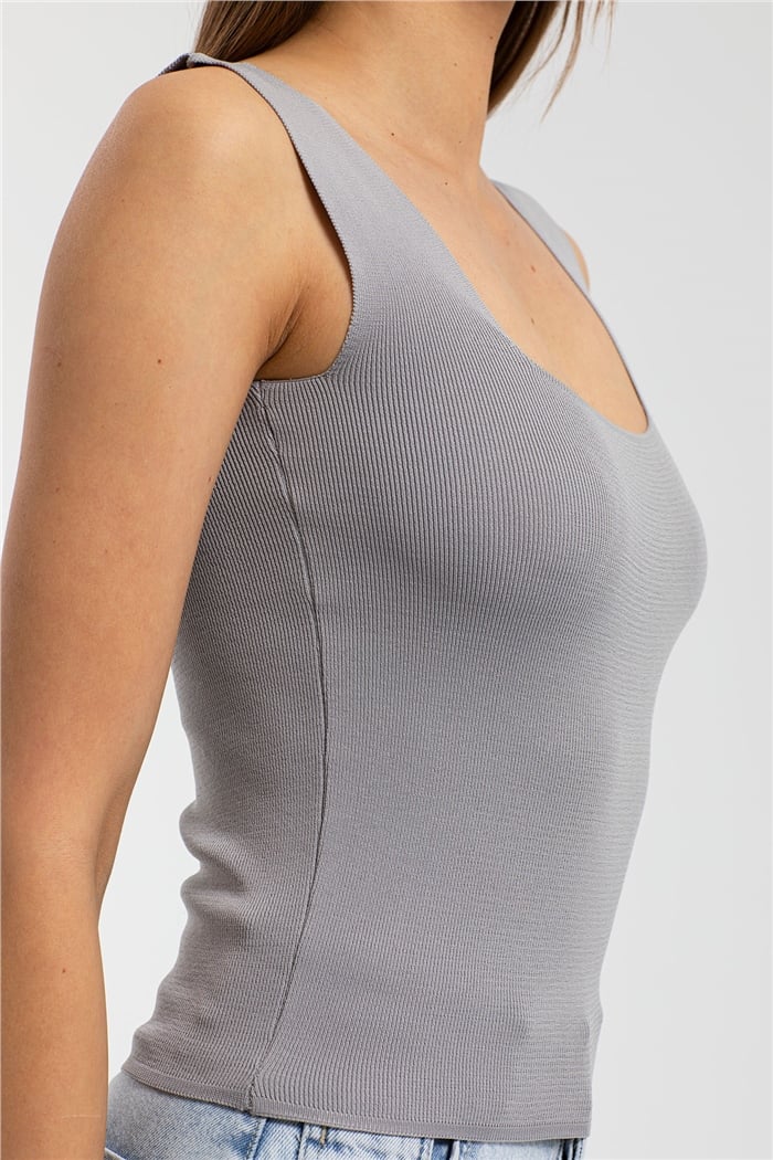 Avrile Kare Yaka Triko Atlet  GRİ  A90848-S