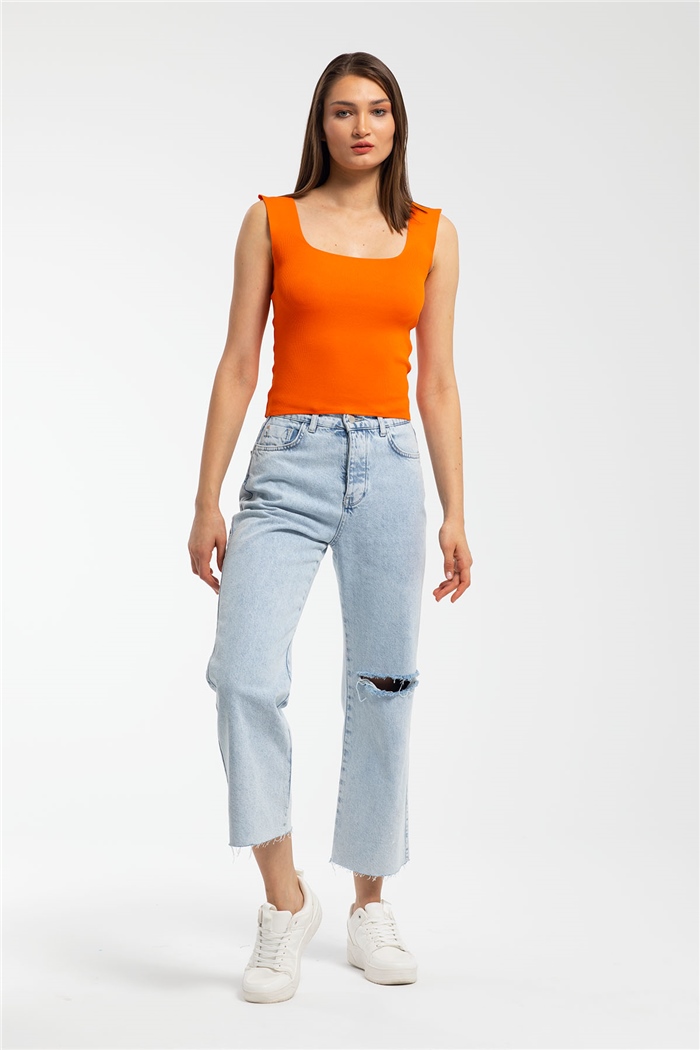 Avrile Kare Yaka Triko Atlet  ORANJ  A90848-S